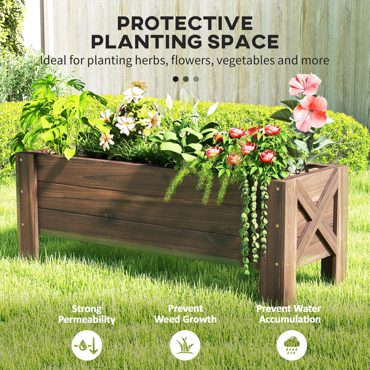3.3 x 1.2 x 1.2 ft Garden Raised Bed Planter Grow Containers for Outdoor Patio Plant Flower Vegetable Pot – view 3