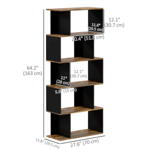 5-Tier Bookshelf, Geometric S Shaped Bookcase, Tall Narrow Display Shelf for for Living Room, Study Room – view 9