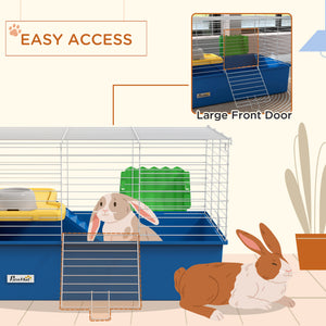 18.5" Small Animal Cage with Water Bottle, Food Dish, Platform, Ramp, Black – view 13