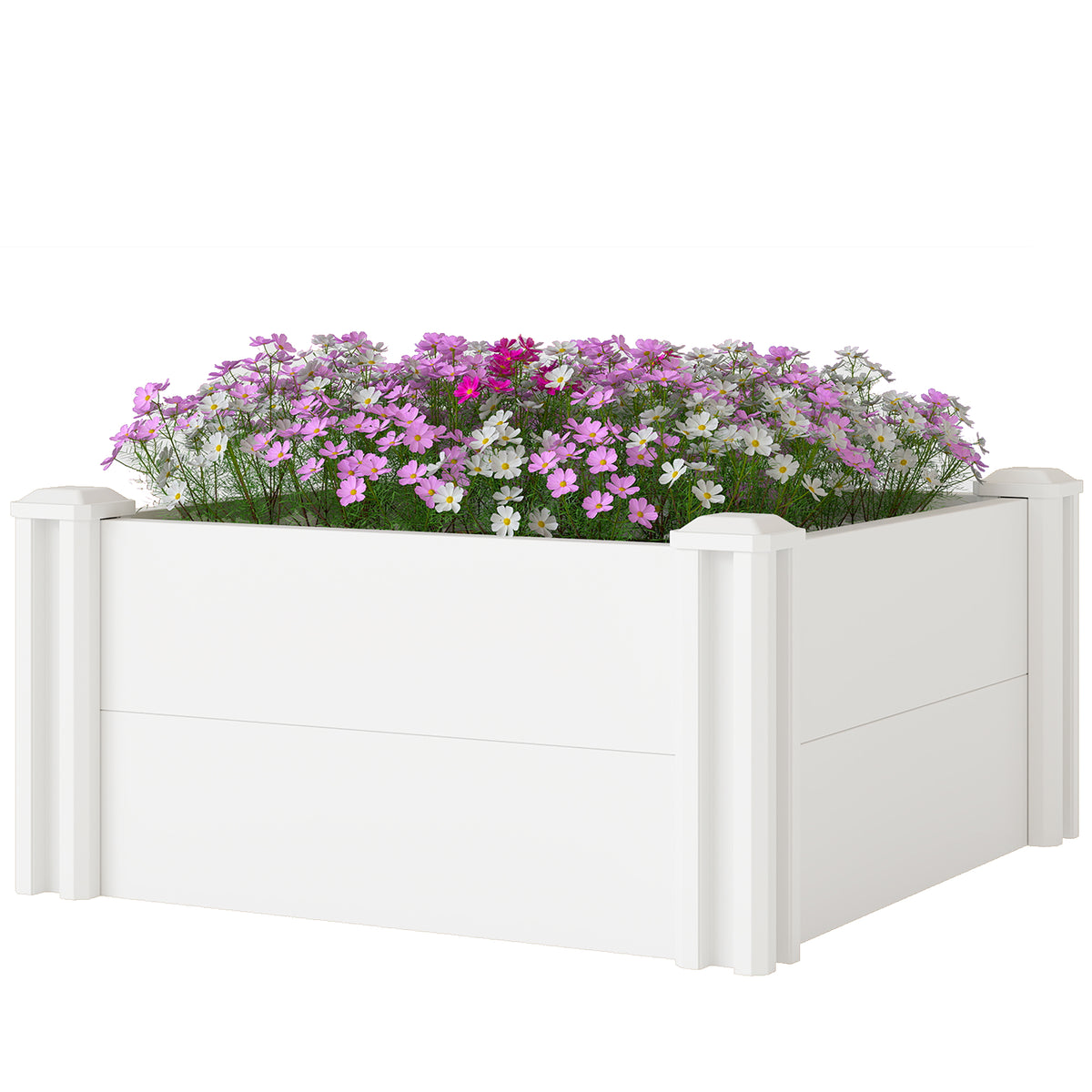 Vinyl Raised Garden Bed Kit, 2 x 2 x 1ft Modular Elevated Garden Box with Slotting Legs and Open Bottom