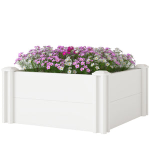 Vinyl Raised Garden Bed Kit, 2 x 2 x 1ft Modular Elevated Garden Box with Slotting Legs and Open Bottom
