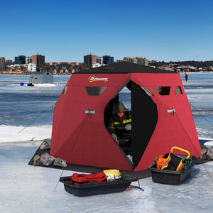 4 Person Insulated Ice Fishing Shelter, Pop-Up Portable Ice Fishing Tent with Carry Bag and Two Doors for – view 21