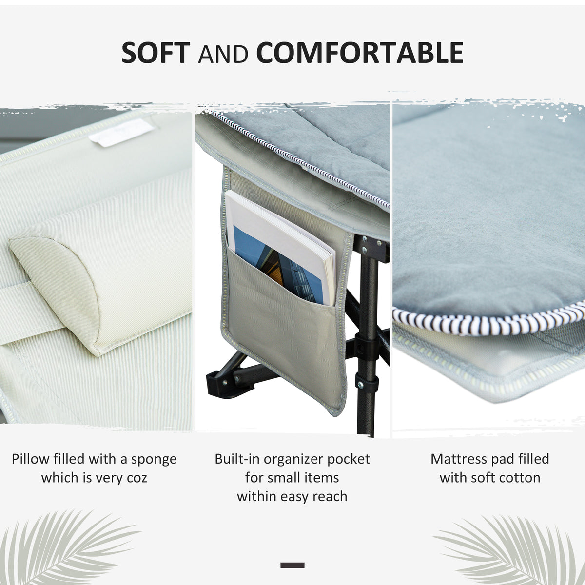 Folding Camping Cot with Mat & Pillow, Double Layer Oxford Heavy Duty Sleeping Cot with Carry Bag Blue – view 13