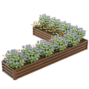 L-Shaped Raised Garden Bed, 82" x 109" x 12" Galvanized Steel Planter Box with Multi-reinforced Rods for – view 4