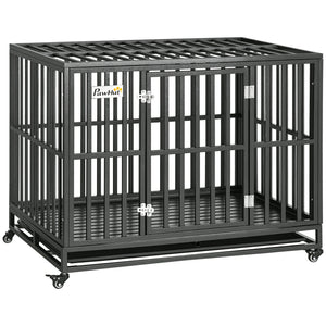 41" Heavy Duty Steel Dog Crate Kennel Pet Cage with Wheels for Convenient Access Anti-Pinching Floor, Black – view 8