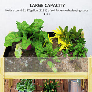 Wooden Raised Garden Bed with Acrylic Panels, Raised Planter Box with Drainage Holes, 29.5" x 18.1" x 23.8" – view 10
