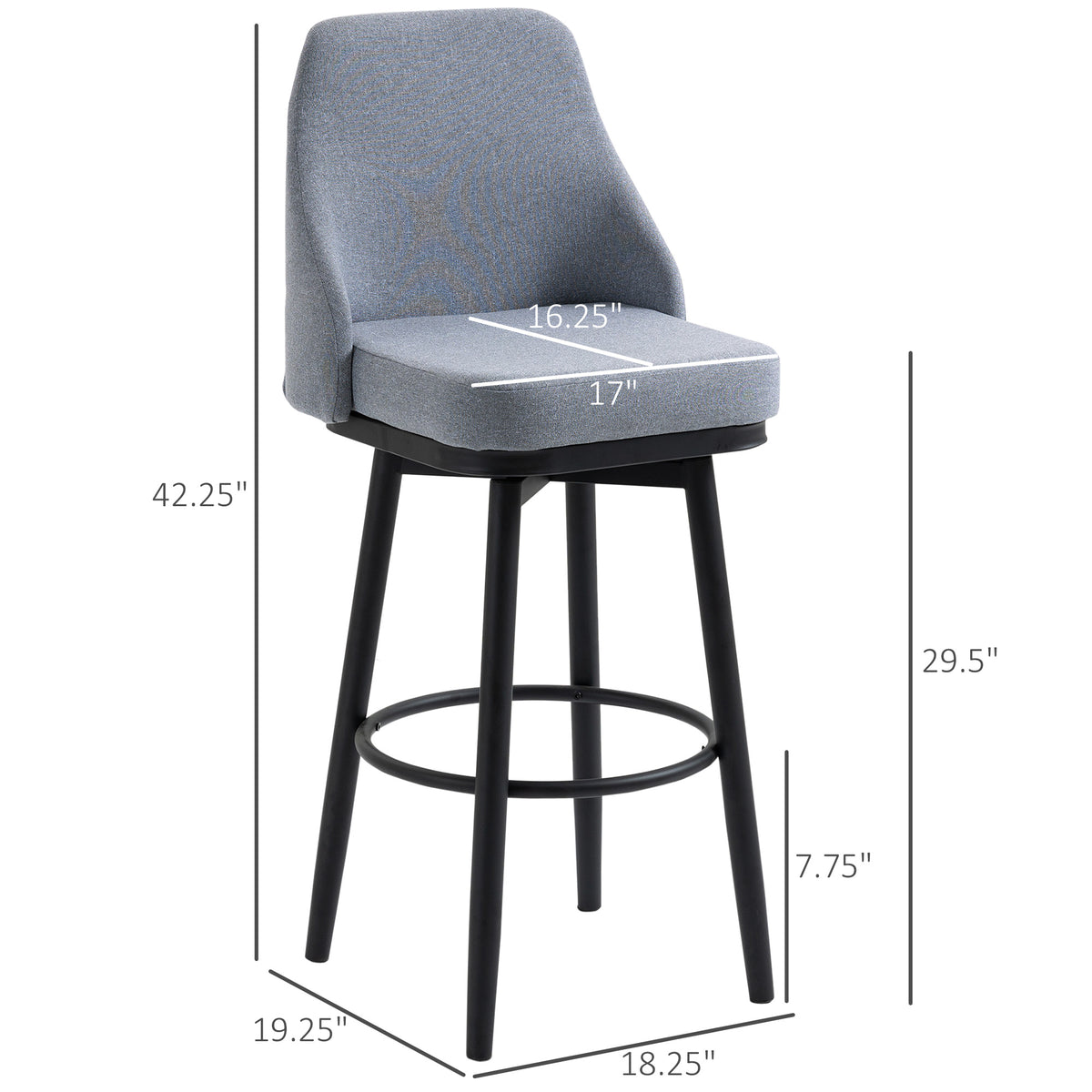 Extra Tall Bar Stools Set of 2, Modern 360° Swivel Barstools, Dining Room Chairs with Steel Legs Footrest – view 16