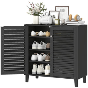 Shoe Cabinet with Adjustable Shelves Shoe Storage Cabinet with 2 Doors for Entryway Hallway Black