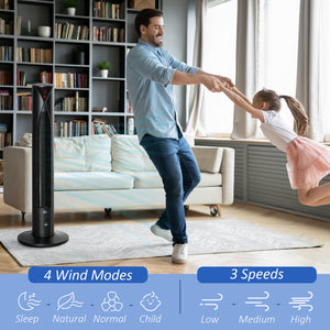 Freestanding Tower Fan Cooling for Home Bedroom with 3 Speed, 12h Timer, Oscillating, LED Sensor Panel – view 3