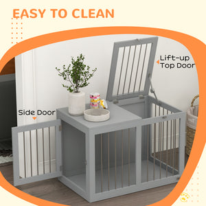 31.5" Dog Crate Furniture with Double Doors, for Medium Dogs, Grey – view 4