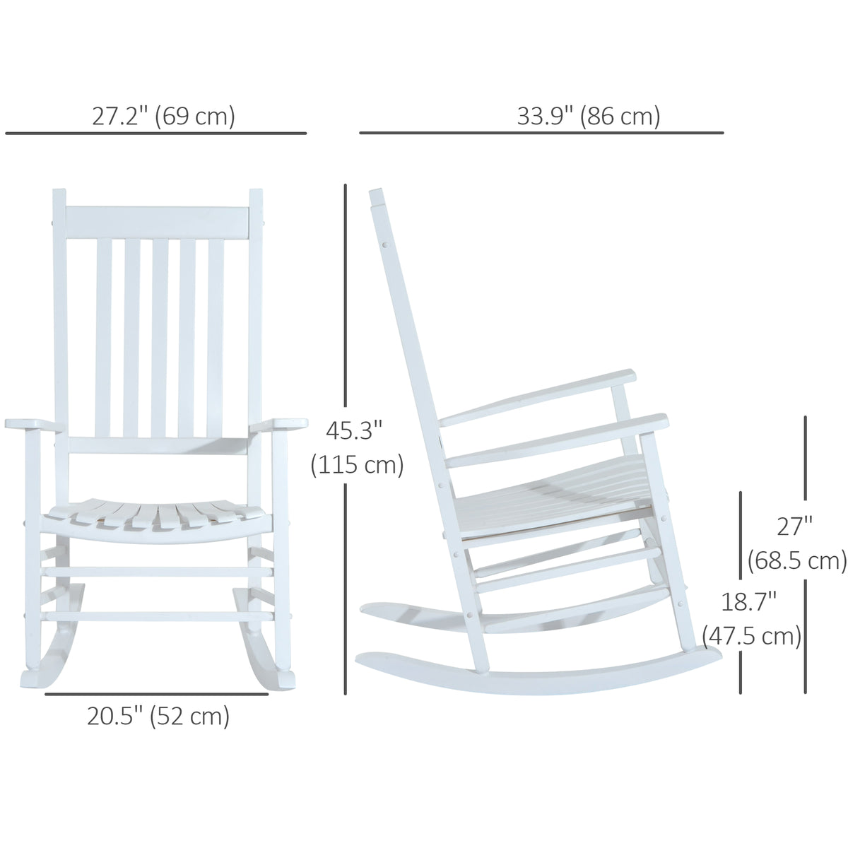 Wooden Porch Rocking Chair Outdoor Patio Rocker Garden Single Leisure Reclining Seat Armchair Natural – view 23