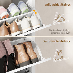 Slim Shoe Cabinet with 3 Flip Drawers, Shoe Storage Cabinet with Adjustable Shelves for Entryway – view 11
