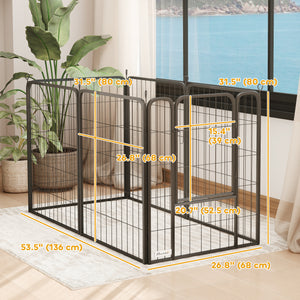 6 Panels Heavy Duty Dog Playpen Outdoor Indoor with Door & Strap, 24" Height Portable & Foldable Pet Playpen