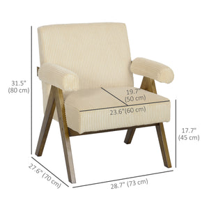 Cashmere Accent Chair Armchair with Wide Seat and Soft Padded Armrests for Reading, Bedroom, Cream White – view 9