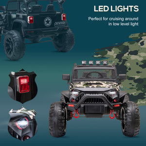 Aosom 12V Battery-powered Kids Jeep Ride On Police Car with Parental Remote Camouflage