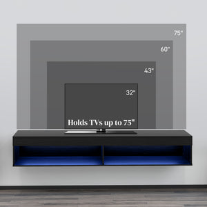 Modern Wall Mounted TV Stand with Storage and LED Lights for TVs up to 75" – view 5