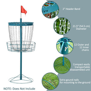 Soozier 24-Chain Portable Practice Basket for Disc Golf Target Stand Easy Assembly & Lightweight Basket w/ Carry Bag Navy Blue