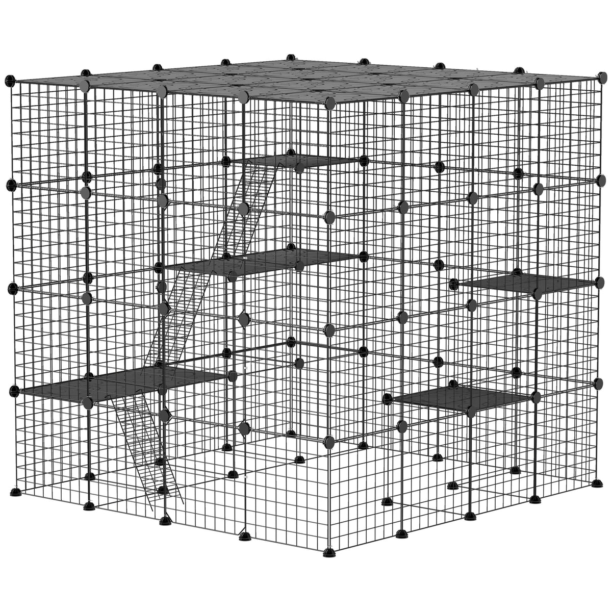 4 Tier DIY Cat Cage Indoor, Catio for 1-3 Cats with Hammock, 5 Doors, 3 Ramps, 3 Jumping Platforms – view 8