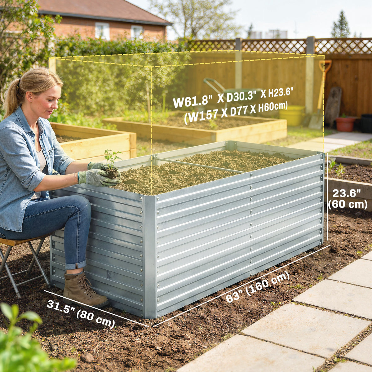 5' x 3' x 2' Raised Garden Bed, Galvanized Planter Box for Growing Flowers, Herbs and Vegetables, Black – view 37