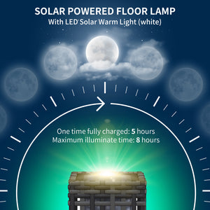 Wicker Solar Outdoor Lamp, Decorative Floor Lamp with Auto On/Off LED Lights, IP44 for Patio, Porch, Pathway, Grey