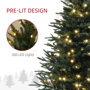 5ft Prelit Artificial Christmas Tree with 542 Tips, Warm White LED Lights, Steel Base, Hinged Xmas Tree, Auto Open