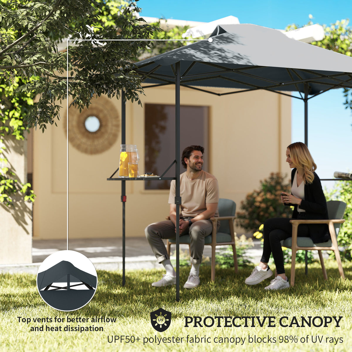 5 x 8.5 ft Pop Up Grill Gazebo with 2 Shelves, UPF 50+ Outdoor Instant Canopy Portable Shelter with Carry – view 4