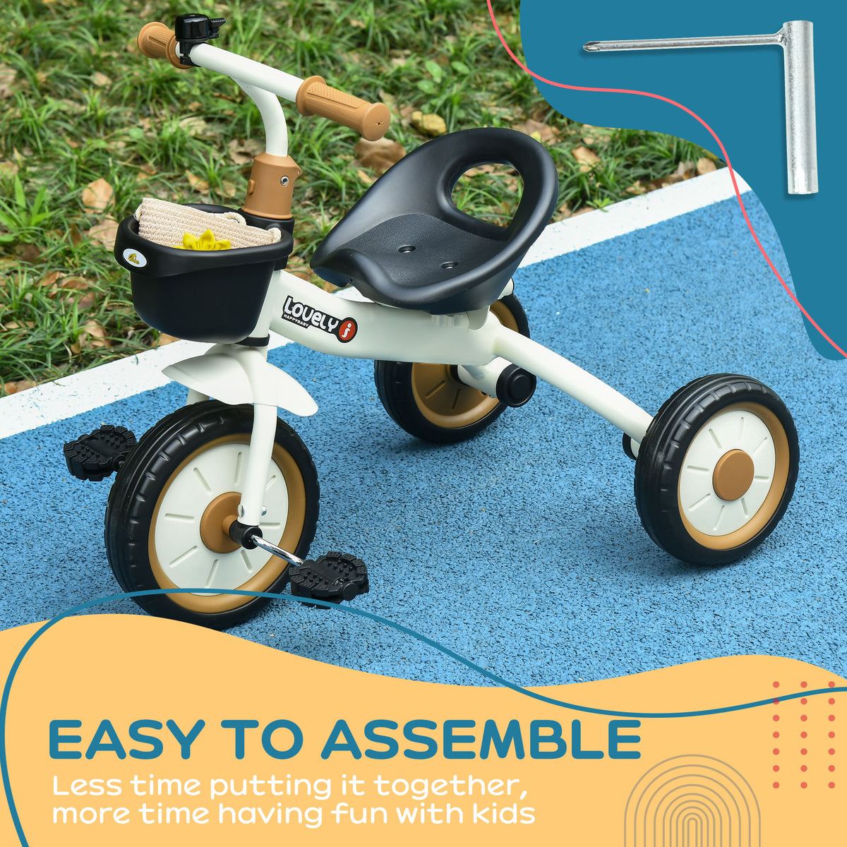 Qaba Tricycle for Toddler 2-5 Year Old Girls and Boys, Toddler Bike with Adjustable Seat, Basket, Bell
