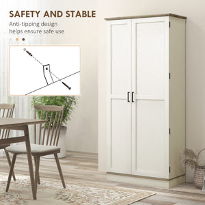 70" Tall Kitchen Pantry Cabinet with Door Shelves and Adjustable Shelves, Black Wood Grain
