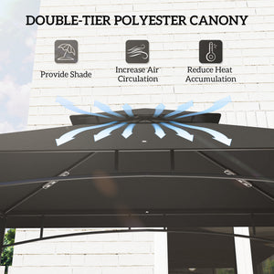 8' x 5' Barbecue Gazebo, 2-Tier BBQ Gazebo with 2 Side Shelves, Storage Basket, Hanging Hooks, Dark Grey