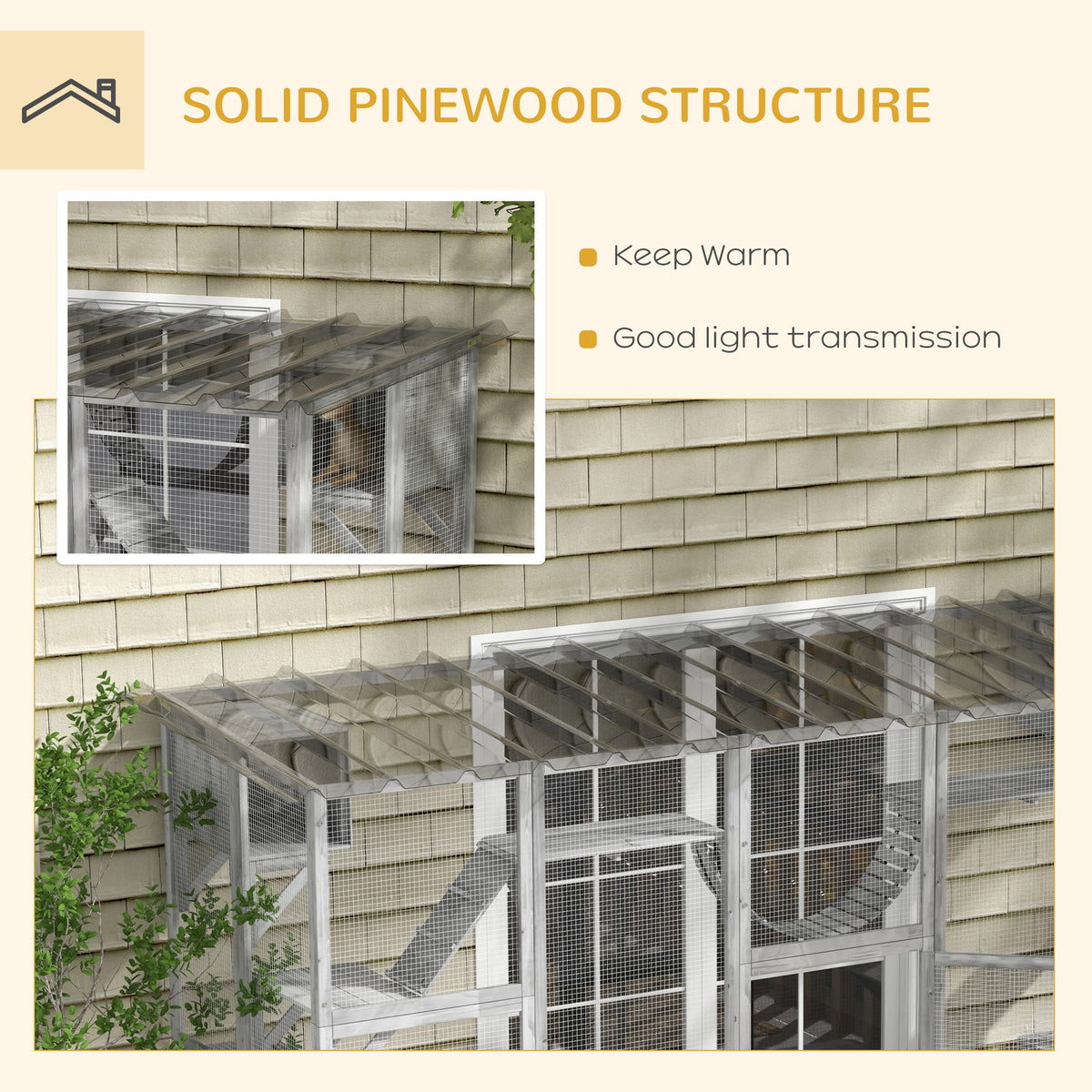 Large Outdoor Catio with Condos, Platforms, Doors, Ladders, Weather-Resistant Roof, Grey – view 5
