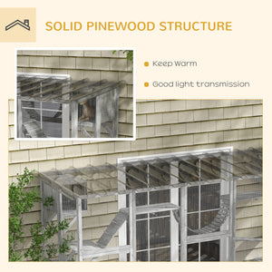 Large Outdoor Catio with Condos, Platforms, Doors, Ladders, Weather-Resistant Roof, Grey – view 5