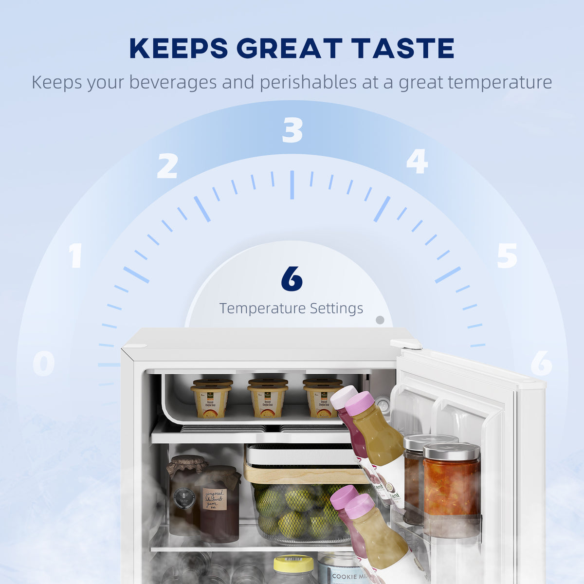 2.5 Cu.Ft Mini Fridge, Single Door Compact Refrigerator with Freezer, Adjustable Thermostat, Reversible Door, White