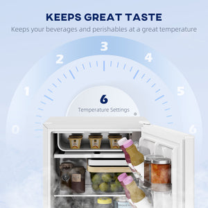 2.5 Cu.Ft Mini Fridge, Single Door Compact Refrigerator with Freezer, Adjustable Thermostat, Reversible Door, White