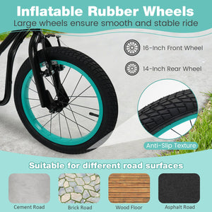 Youth Scooter with Adjustable Handlebar and 16/14-Inch Inflatable Wheels for Age 8+ Years Old-Black view 8