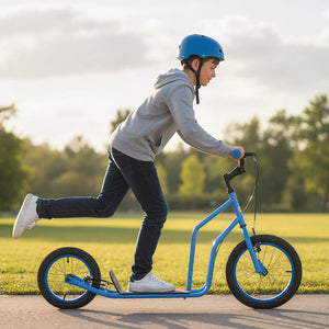 Youth Scooter with Adjustable Handlebar and 16/14-Inch Inflatable Wheels for Age 8+ Years Old-Blue view 2