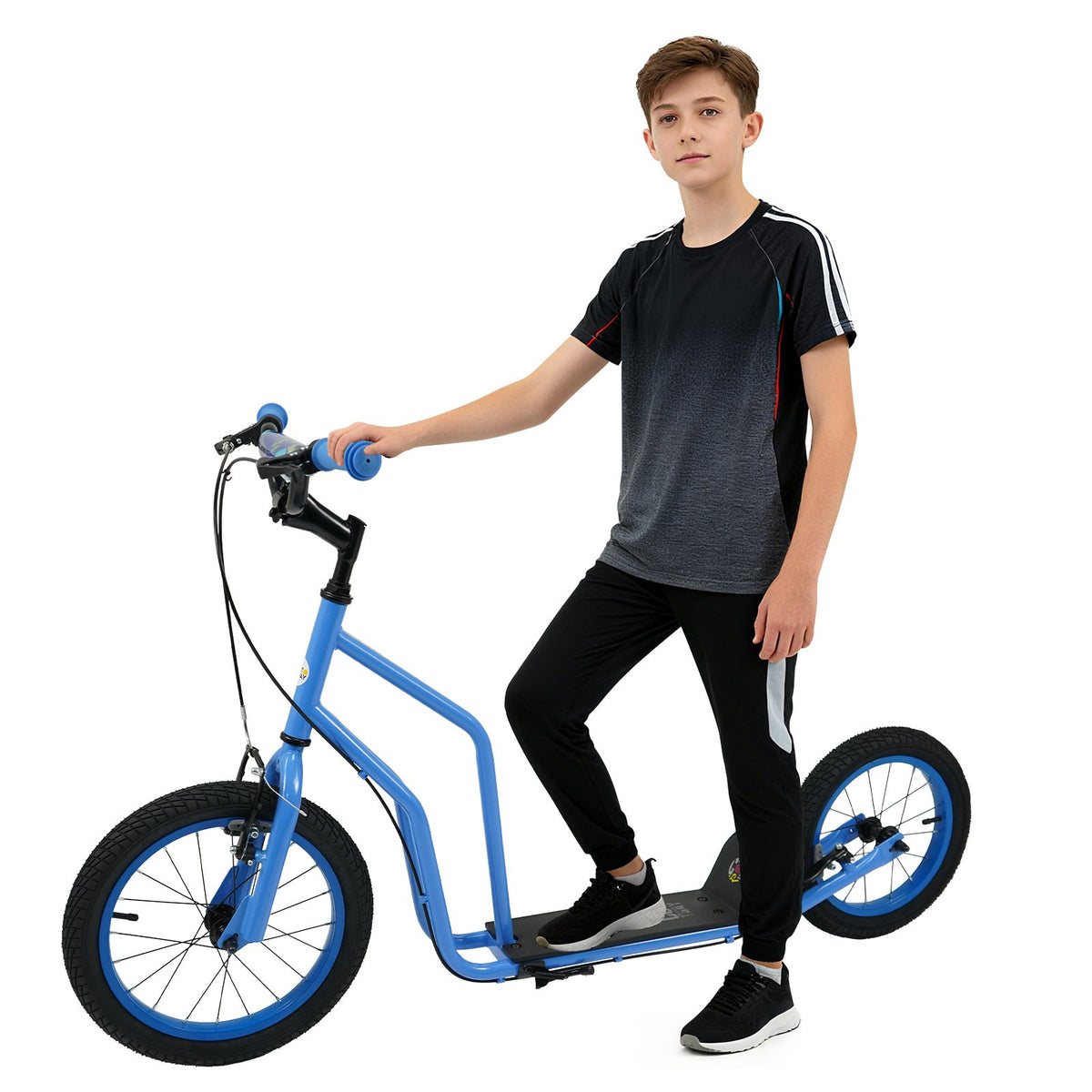 Youth Scooter with Adjustable Handlebar and 16/14-Inch Inflatable Wheels for Age 8+ Years Old-Blue view 3