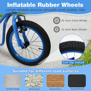 Youth Scooter with Adjustable Handlebar and 16/14-Inch Inflatable Wheels for Age 8+ Years Old-Blue view 8