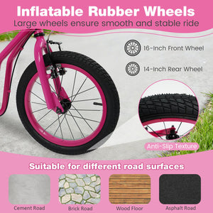 Youth Scooter with Adjustable Handlebar and 16/14-Inch Inflatable Wheels for Age 8+ Years Old-Pink view 8