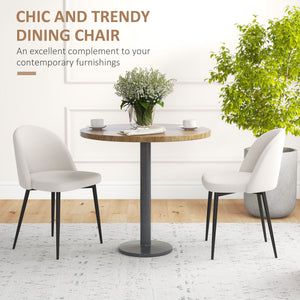 Set of 2 Mid-Back Dining Chair, Mid-Back Velvet-touch Upholstery Kitchen Chair for Living Room Dining Room, Cream White