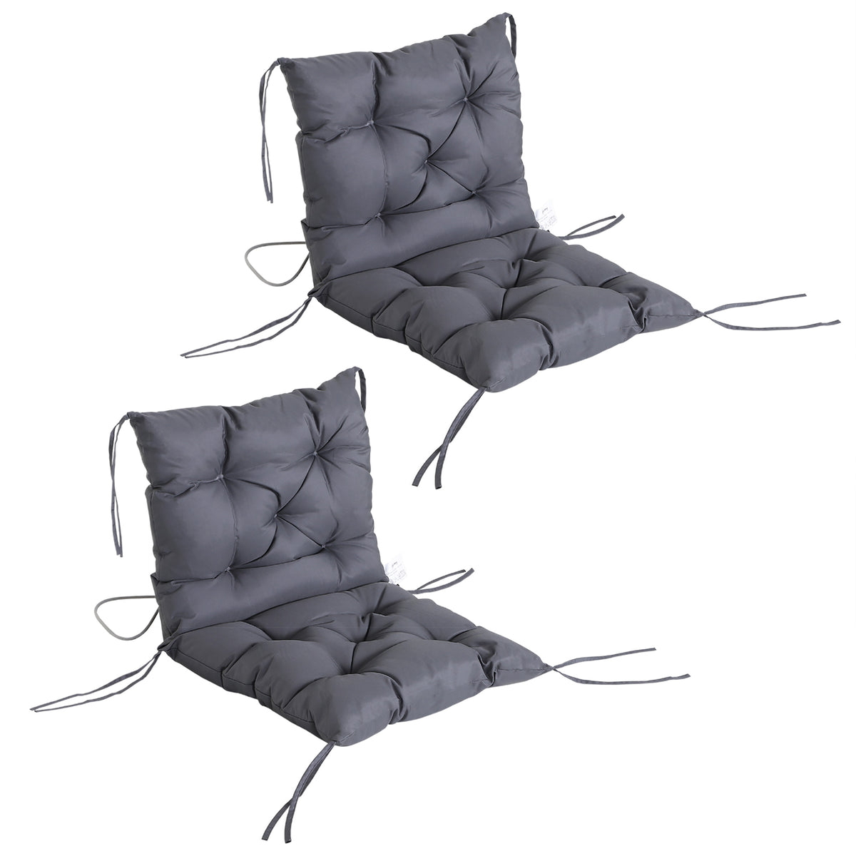 Patio Chair Cushions Set of 2, 39" x 20" x 3" Outdoor Tufted Cushion Set with Ties for Indoor Outdoor