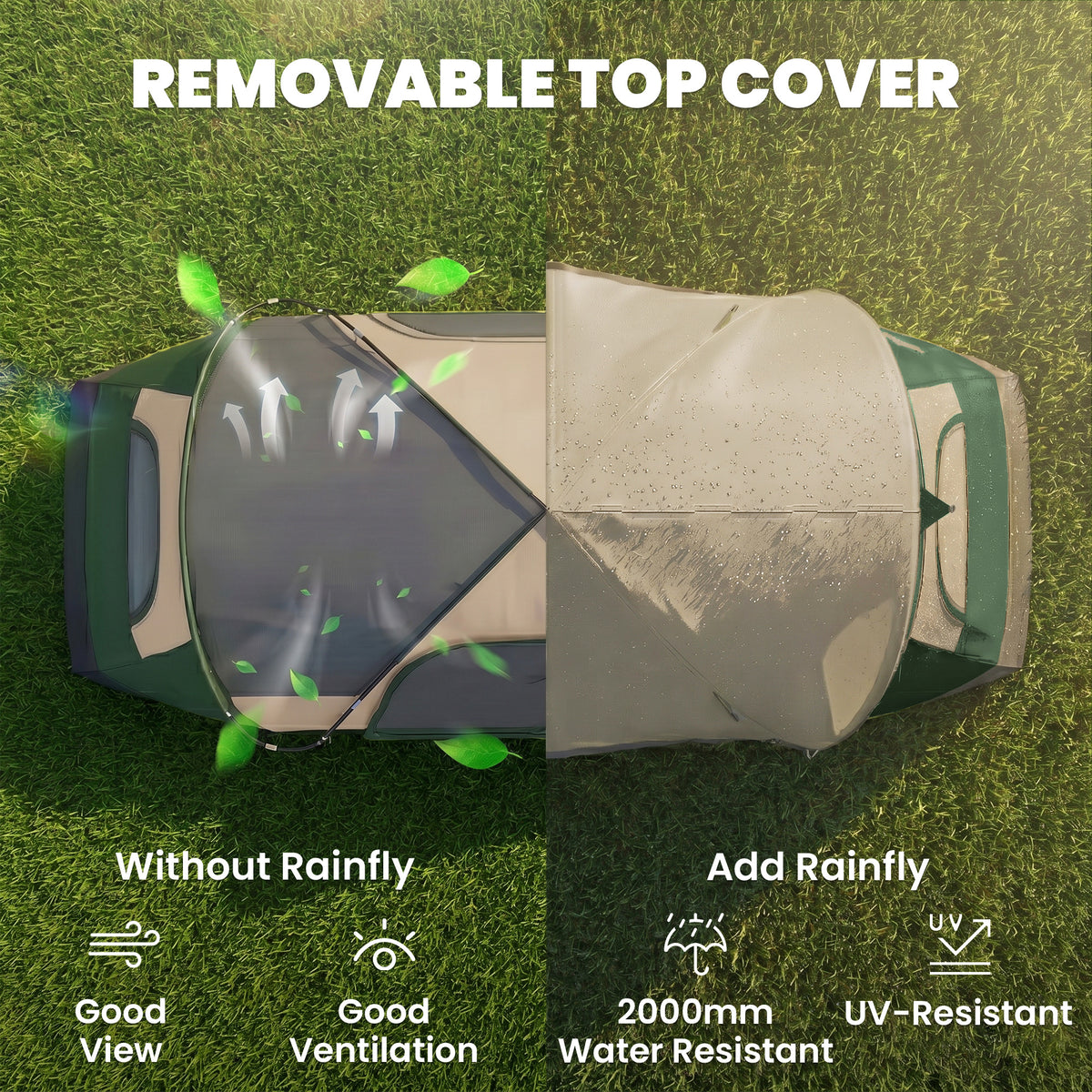 Camping Tent for 6 Man with 2000mm Waterproof Rainfly and Carry Bag for Fishing Hiking Festival, Dark Green – view 3