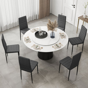 Modern Dining Chairs, Set of 6, High Back Linen Fabric Upholstery and Metal Legs for the Living Room, Home, Grey