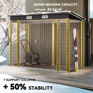 8 x 4FT Galvanized Garden Storage Shed, Metal Outdoor Shed with Double Doors and 2 Vents, Oak – view 39