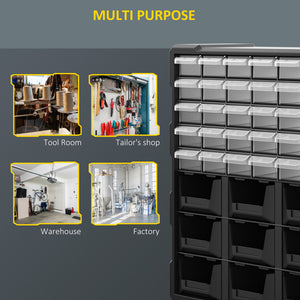 Plastic 39 Drawer Parts Organiser Wall Mount Storage Cabinet for Small Nuts Bolts Tool Black
