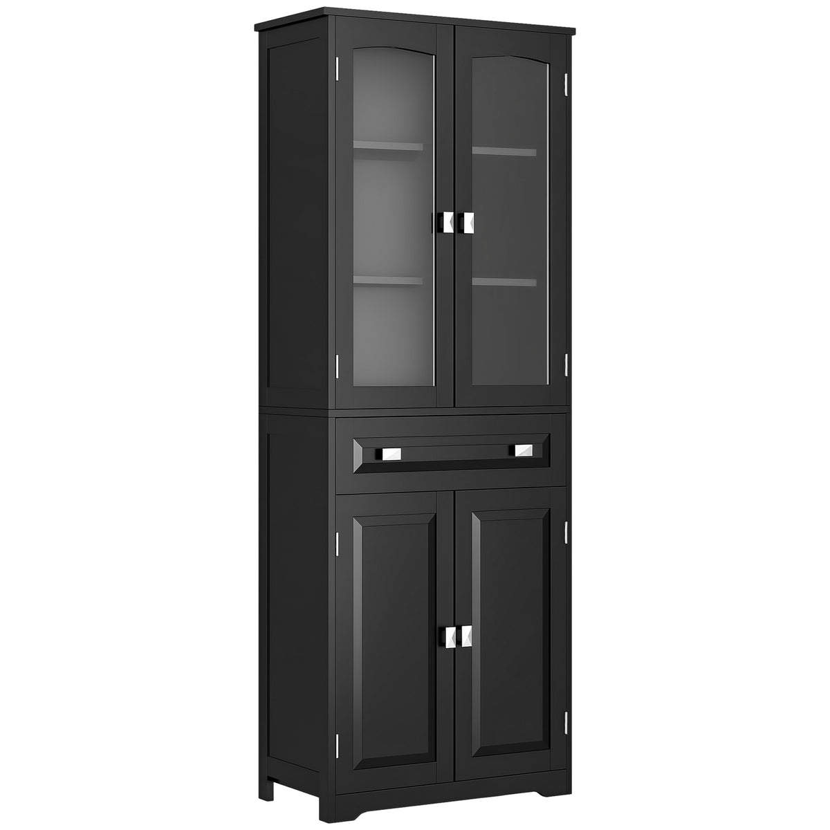 63" 4-Door Kitchen Pantry Cabinet, Freestanding Storage Cabinet Cupboard with Adjustable Shelves, Black