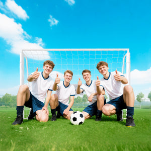 Soozier 6ft x 4ft Soccer Goal Net with Metal Frame, PE Mesh, Ground Stakes, Easy Assembly
