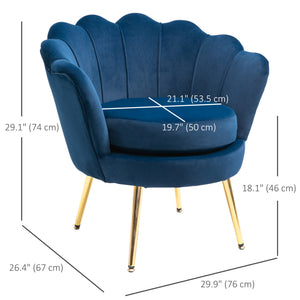 Modern Accent Chair, Velvet-Touch Fabric Leisure Club Chair with Gold Metal Legs for Bedroom, Dark Green – view 16