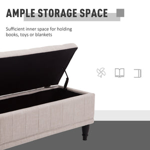 Storage Ottoman, Linen Fabric End of Bed Bench with Soft Close Lid – view 7