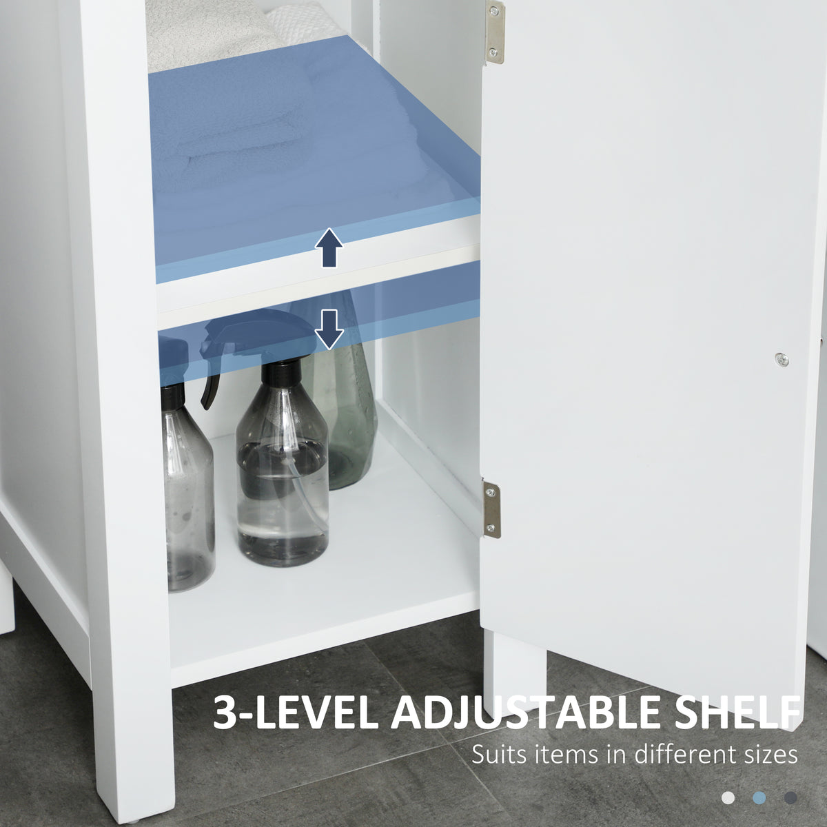 Bathroom Cabinet, Freestanding Linen Cabinet with Open Shelves, 13.8" x 11.8" x 62.4", White