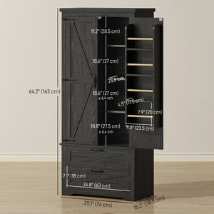 Farmhouse Kitchen Pantry Storage Cabinet, 64" Freestanding Kitchen Pantry Cabinet with Drawers – view 2